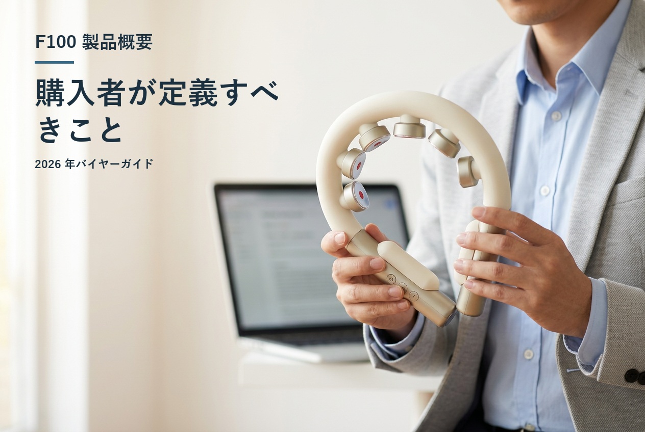 AI が生成した調達レビュー シーン。見出しは「F100 製品概要: バイヤーが定義すべきこと」