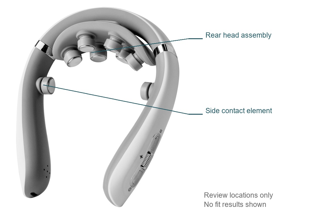 F12 inward-facing product visual annotated to distinguish the rear head assembly from a side contact element